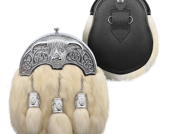 Premium Leather Sporran for Men - Ideal Kilt Accessories for Men, Scottish Kilt Sporran with Chain Belt