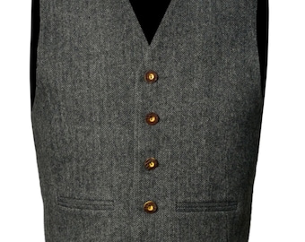 Mens Scottish Argyle Kilt Vest,5 Buttons Grey Tweed Waistcoat,Handmade Kilt Vest,Scottish Highland Waistcoat,Valentine 's Day Gift For Him