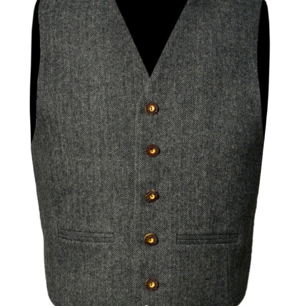 Mens Scottish Argyle Kilt Vest,5 Buttons Grey Tweed Waistcoat,Handmade Kilt Vest,Scottish Highland Waistcoat,Valentine 's Day Gift For Him