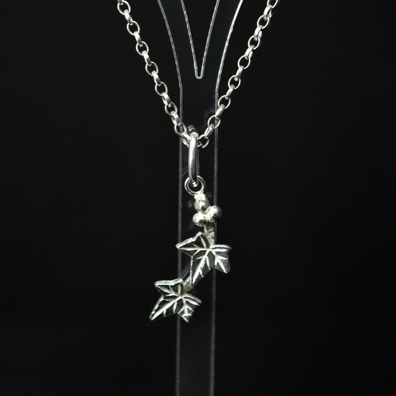 Ivy Necklace Handmade Silver Pendant Double Ivy Leaf Etsy
