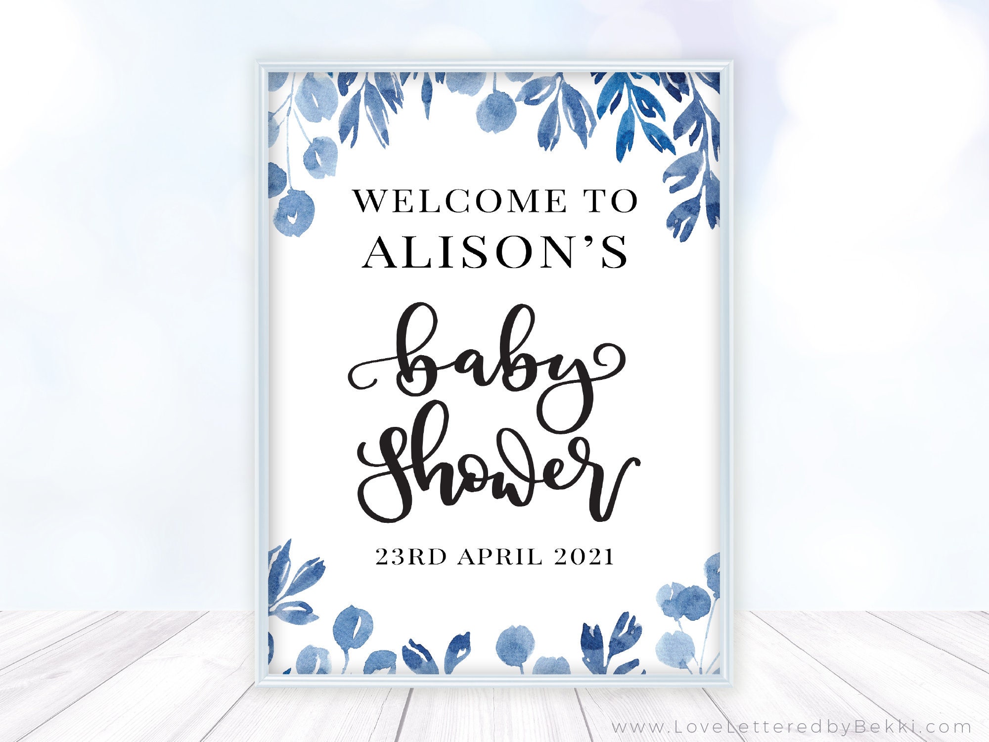 Baby Shower Sign Printable Boy Baby Shower Sign Blue Baby Etsy