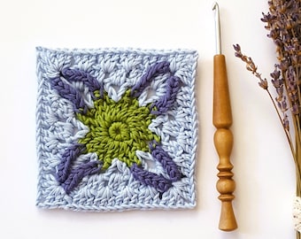 Crochet Granny Square Pattern: Memories of Provence, Afghan Block (PDF)