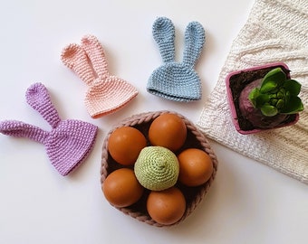 DIY Easter decor Easter soon,  Easter egg decor, Easter bunny pattern, Crochet basket pattern, Egg hat, Willow twigs, Easy crochet pattern