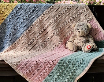 Crochet baby blanket pattern Mirai (未来), Crochet throw row by row,  Easy crochet afghan, Newborn blanket, Home decor,  Crochet bed cover