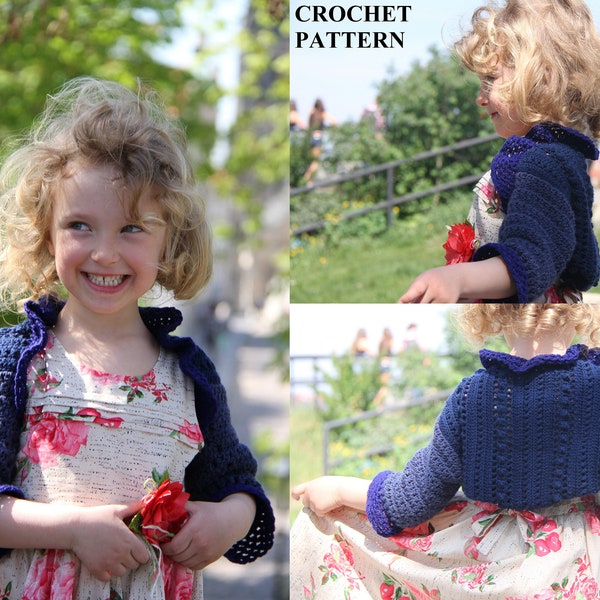 CROCHET easy PATTERN Bolero Shrug toddler girl 3/4 -11/12 years Kids crochet outfits PDF Tutorial How to all'uncinetto Download only