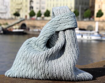 Japanese knot bag purse Crochet Pattern: Rainy Jazz Boho Handbag, Knit looks  (PDF Pattern)