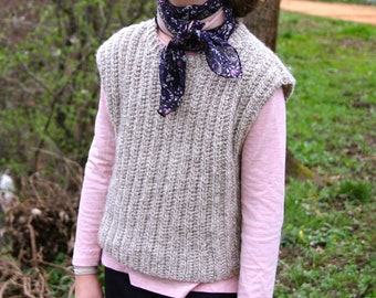Crochet vest pattern Iceland  for Kids 3-12 years, Sweater vest pattern, Easy ribbed vest pattern,  Crochet slipover, Ribbing crochet vest