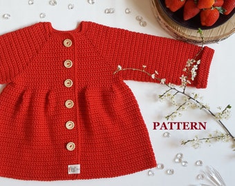 Crochet cardigan pattern 2-3 years (92-96 cm), Toddler sweater pattern,  Girls jacket pattern, Toddler girls clothes, Easy crochet pattern