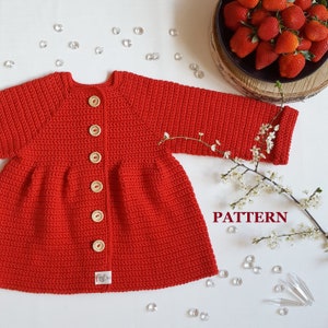 Crochet cardigan pattern 2-3 years (92-96 cm), Toddler sweater pattern,  Girls jacket pattern, Toddler girls clothes, Easy crochet pattern