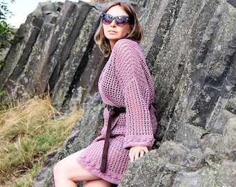 Crochet Kimono Cardigan Pattern: Pulsatilla, Easy Plus Size sweater, S-XXXL (PDF Pattern)