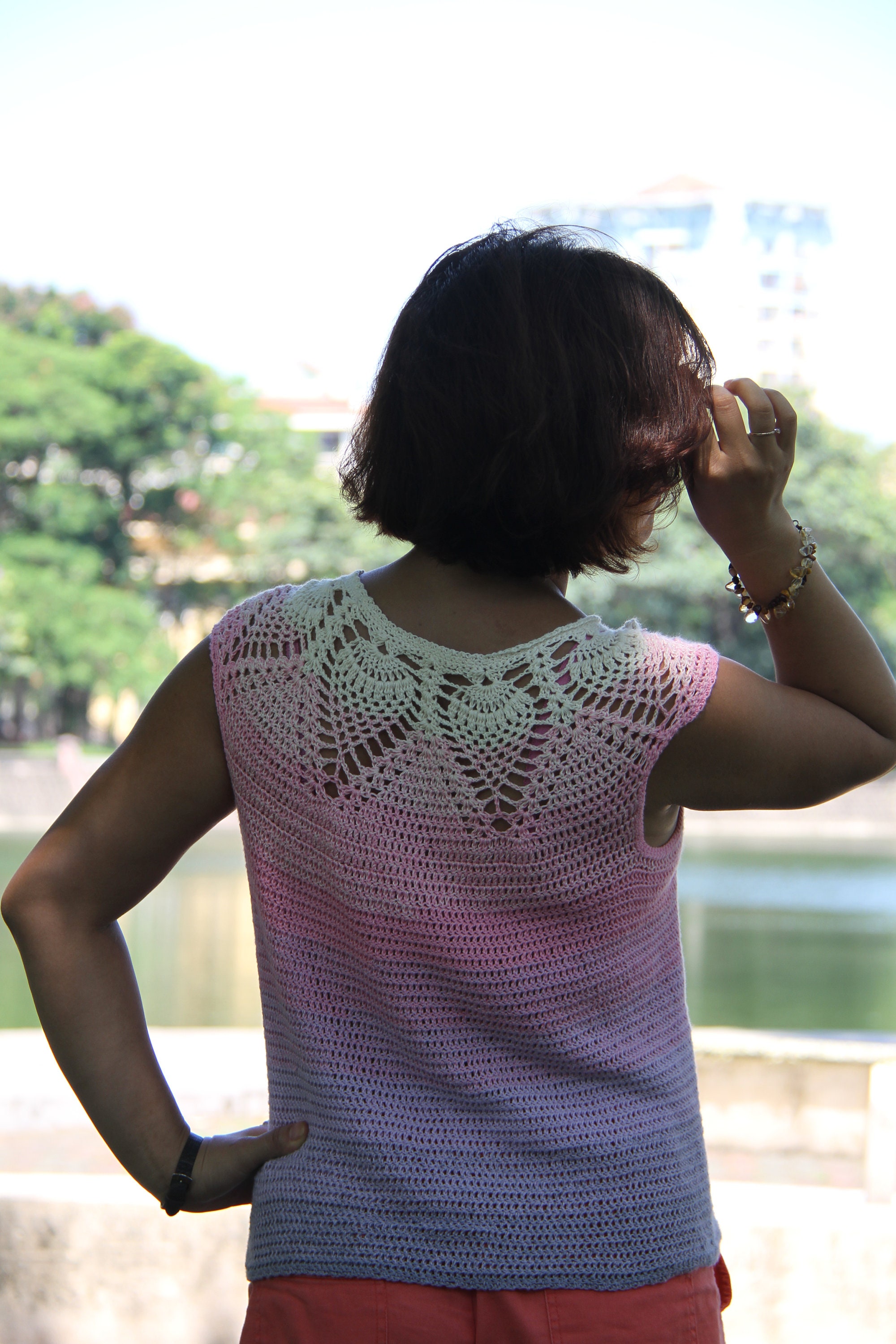 Crochet lace top pattern PineApple Size S/M Row by row top | Etsy