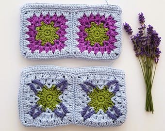 Crochet Makeup Bag Pattern, Granny square wallet, Zippered Pouch (PDF Pattern)