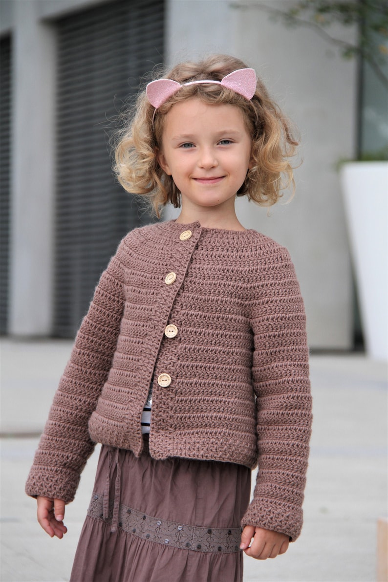 Crochet cardigan pattern Bachelors Button 3-12 years, Kids sweater pattern, Girls jacket pattern, Girls clothes, Easy crochet pattern image 1