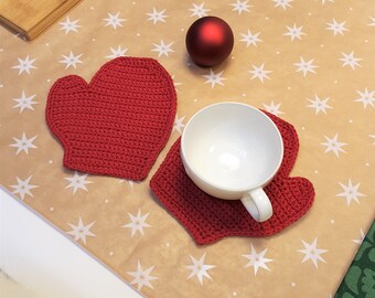 Crochet coaster pattern Merry Christmas, Home tablecloth kitchen decor, Row by row doily pattern, Mug rug, Christmas decor, Crochet gifts