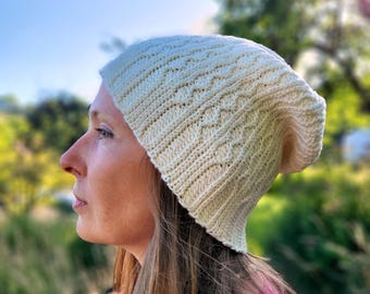 Patrón de gorro de crochet Rainy Jazz: gorro holgado de canalé, con dedos y deportivo (patrón en PDF)