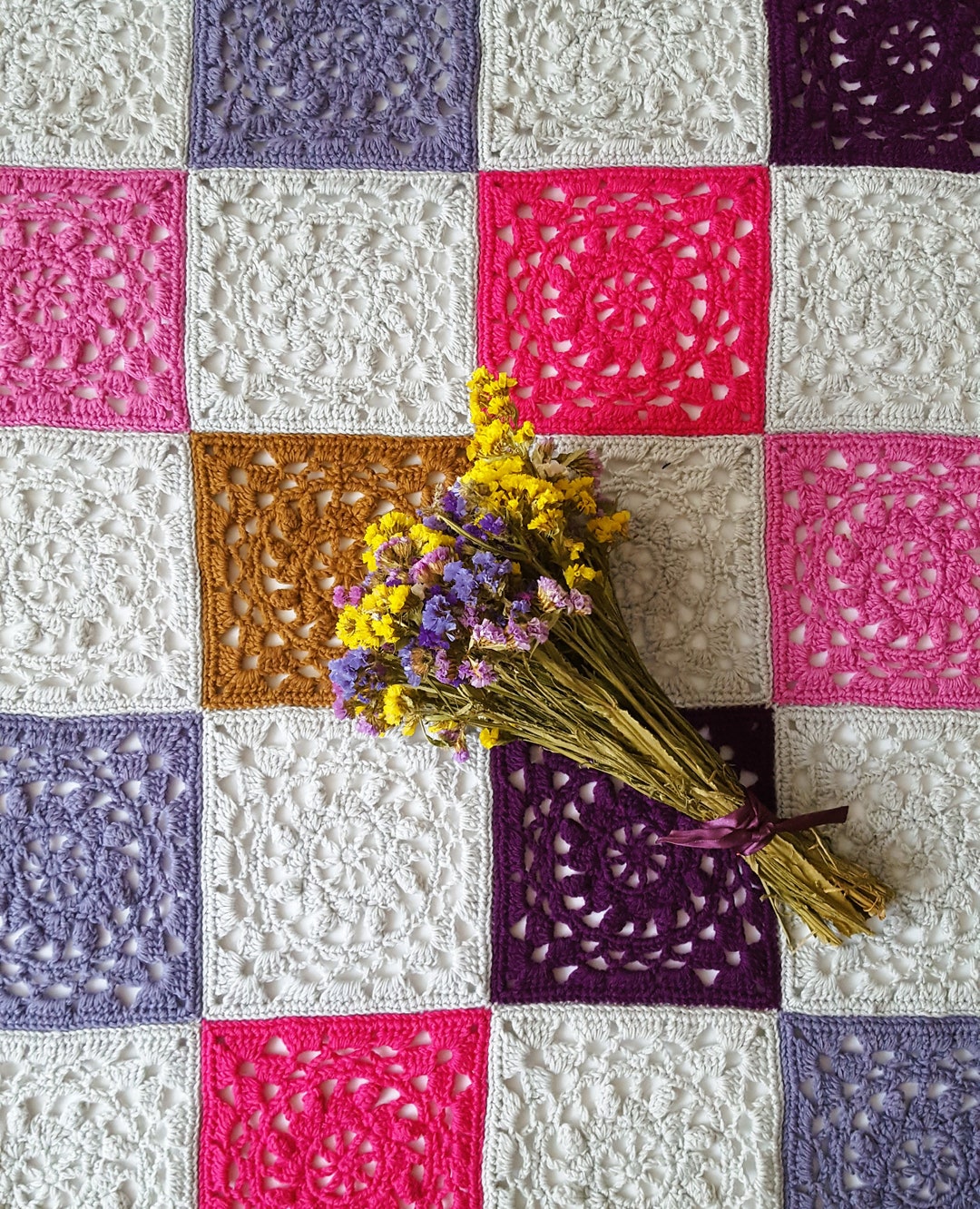 Crochet Granny Square Blanket Pattern Holi Afghan Row by Row Etsy