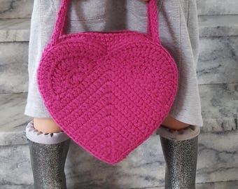 Crochet Heart Bag Pattern, Girls Purse & Handbag, Valentine Kids Gift, Toddler Purse