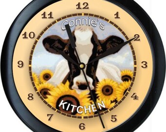 10 wall clock birch sunflower cow 10 kitchen wall clock etsy 10 wall clock birch sunflower cow 10 kitchen wall clock etsy