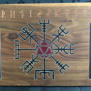 Ravens och Vegvisir Dungeon Master/Game Master-skärm - Massivt lövträ - DM-skärm i trä - Perfekt present - Tillverkad i Kanada!