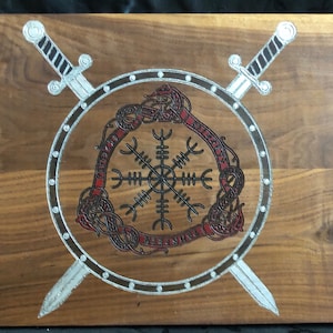 Stag/Dragon Viking Dungeon Master/Game Master Screen - Solid Walnut Hardwood - Wooden DM Screen - Perfect Gift - Made in Canada!