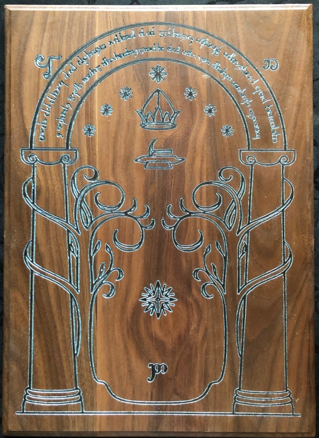 Durin's Door Solid Hardwood Carving Lord of the Rings Fellowship of the Ring the Door of Durin