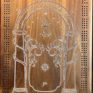 Panneau de cribbage rectangulaire du Seigneur des Anneaux - Durin’s Door - Bois franc -JRR Tolkien - Fait à la main au Canada - Fait un grand cadeau