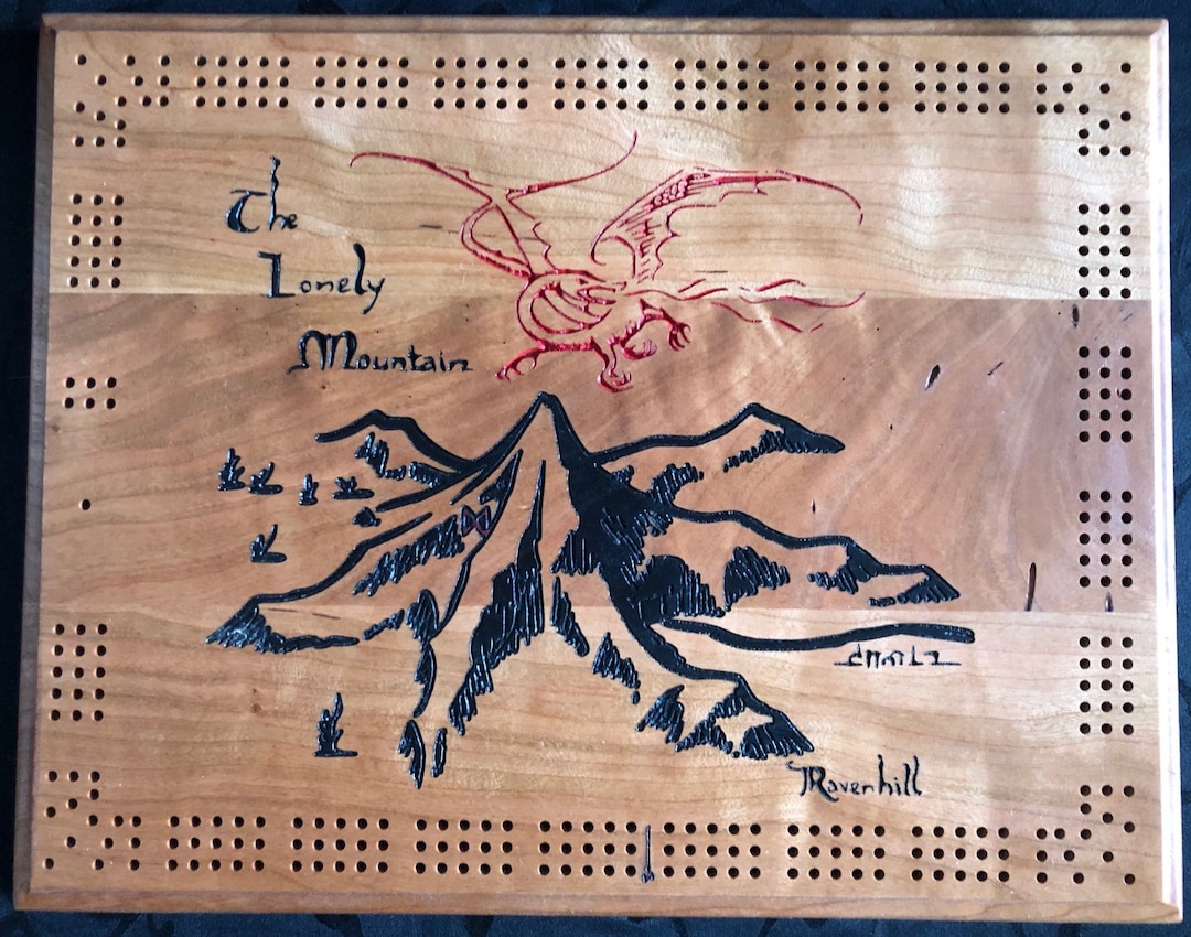 Lord of the Rings Rectangular Cribbage Board the Lonely Mountain