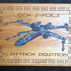 Star Wars X-Wing "Lock S-foils" 11x14" Rechteckiges Krippenbrett - Massives Hartholz ~ Star Wars - Handmade in Canada - Perfektes Geschenk