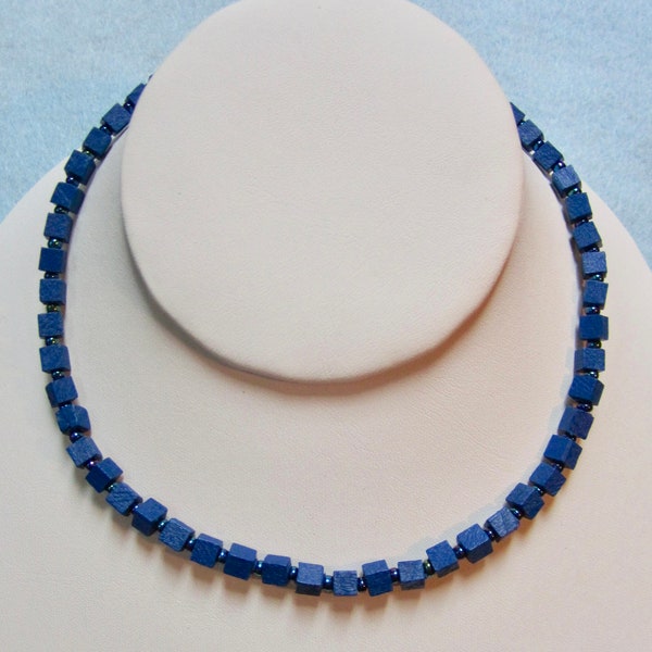 Blue Choker - Blue Necklace - Wooden Choker - Wooden Necklace - Men's Wooden Choker - Men's Choker - Women's Choker - Surfer Jewelry