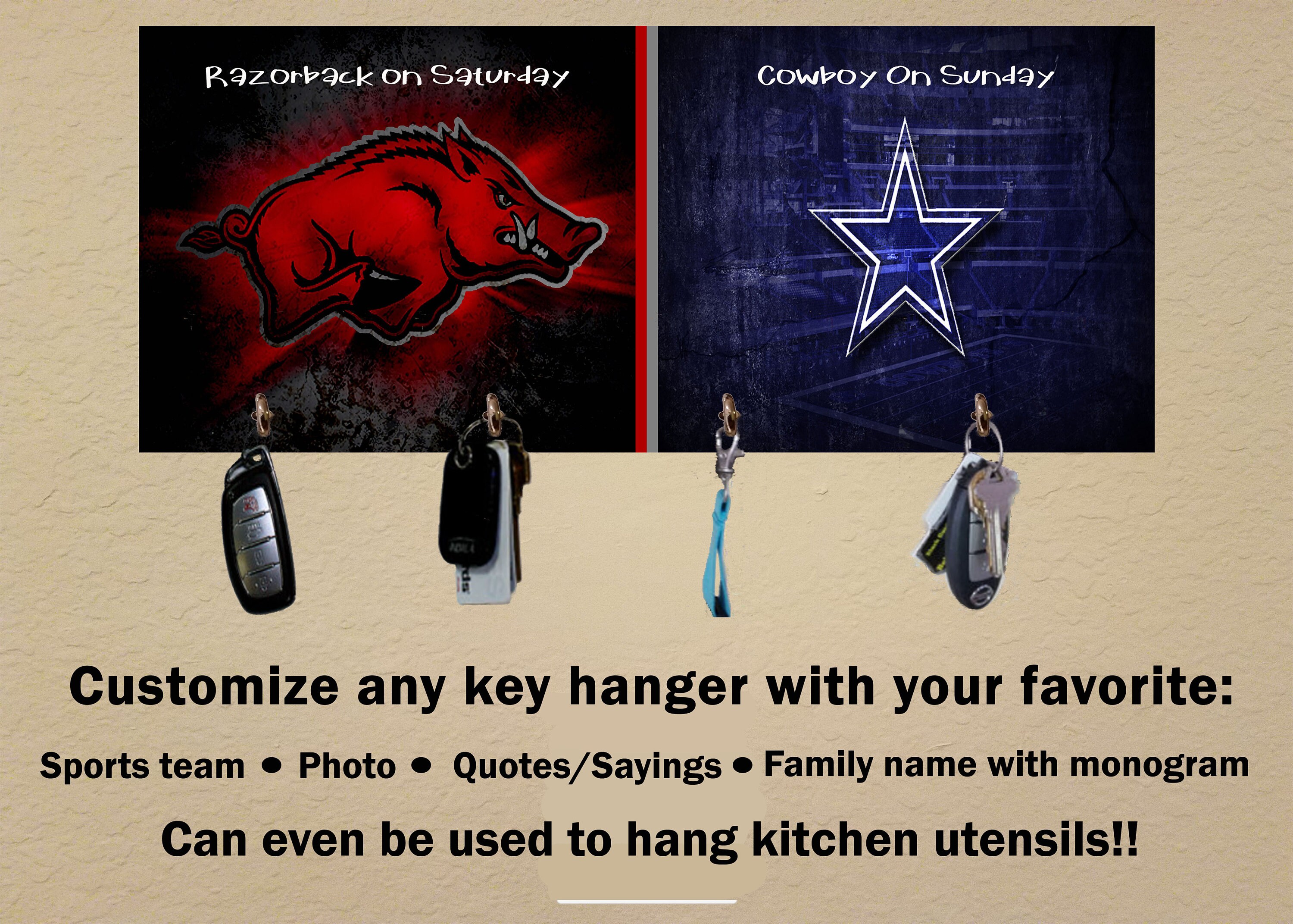 Personalized Key Hanger Sports Team Key Holder Razorback On Etsy
