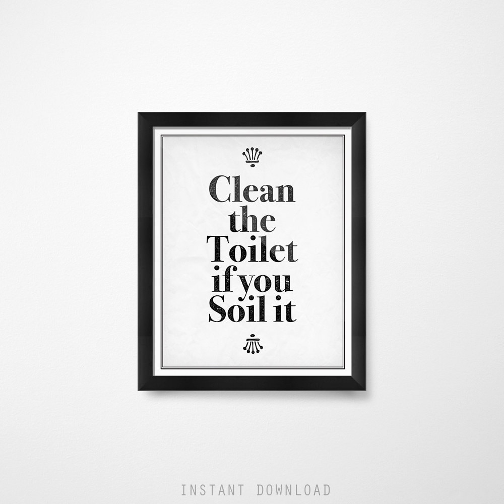 Kids Bathroom Signs Funny Bathroom Wall Decor Clean the Etsy