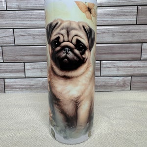 Pug 20oz Insulated Tumbler - Double Wall Stainless Steel - Cute Pug Illustration - Perfect for Hot or Cold Drinks - Pug Owner Gift, pug life
