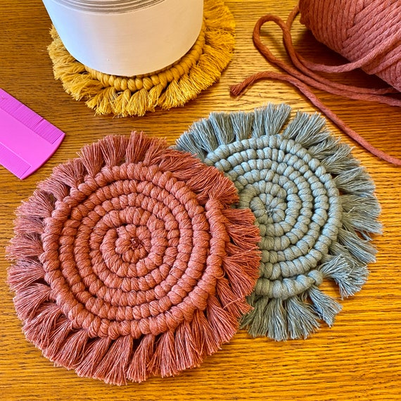 Macrame Coaster Tutorial and Kit / DIY Craft / Beginner Etsy