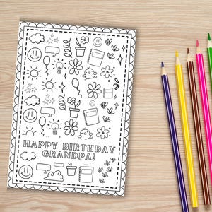 Grandpa Birthday Card, Happy Birthday Grandpa Coloring Page, Grandpa Gifts from Grandkid, Birthday Gift for Grandpa, Personalized Kids
