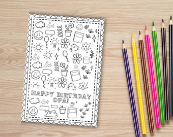 Opa Birthday Card, Happy Birthday Opa Coloring Page, Opa Gifts, Grandpa Gift from Grandkid, Birthday Gift for Grandpa, Personalized Kids