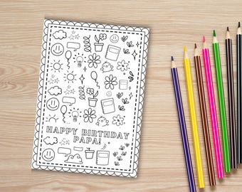 Papa Birthday Card, Happy Birthday Papa Coloring Page, Papa Gifts, Grandpa Gift from Grandkid, Birthday Gift for Grandpa, Personalized Kids