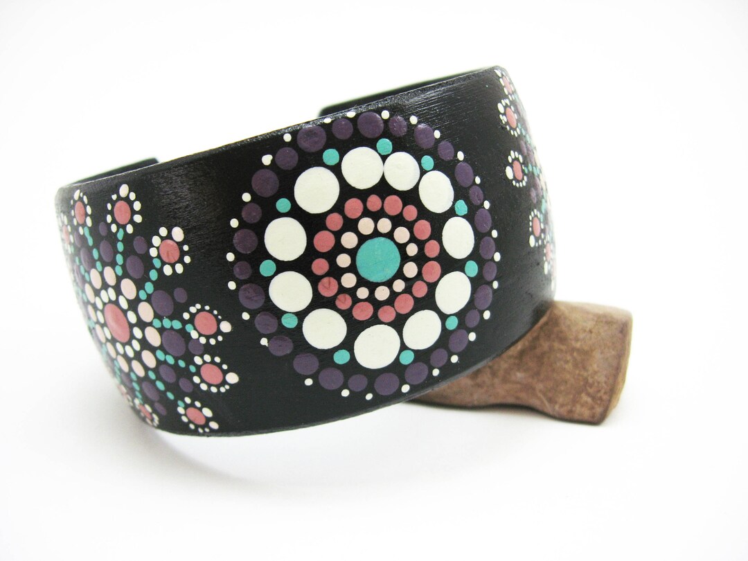 Wooden Bracelet, Mandala Bangle, Bohemian Jewelry, Bracelets for Women