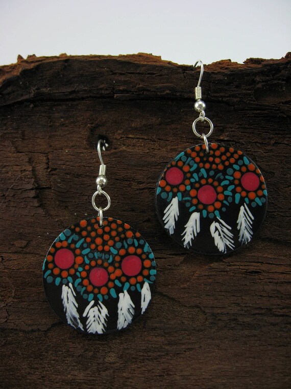 Handpainted Boho Earrings Polymer Clay Jewelry Fimo Etsy