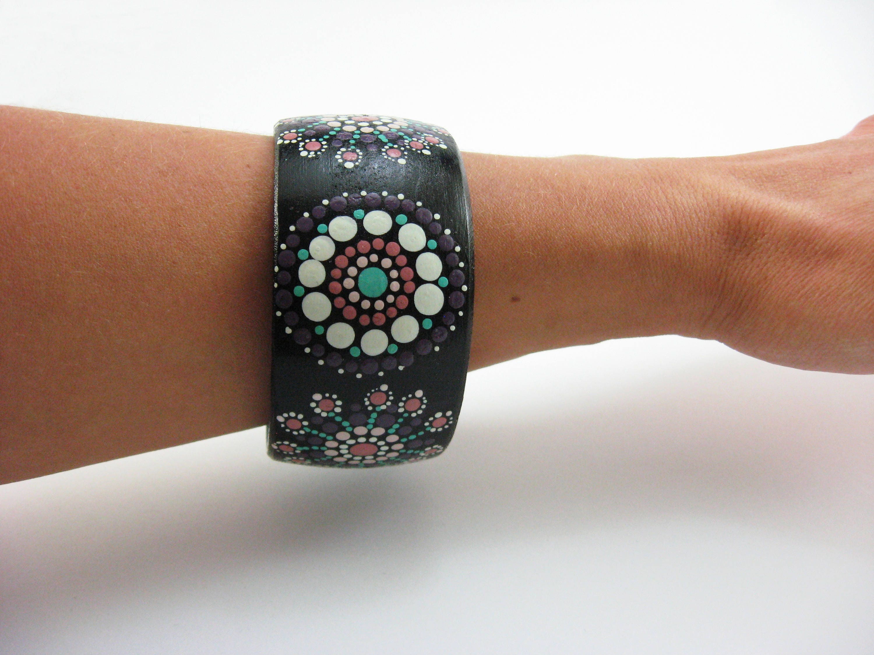Wooden Bracelet Mandala Bangle Bohemian Jewelry Bracelets Etsy