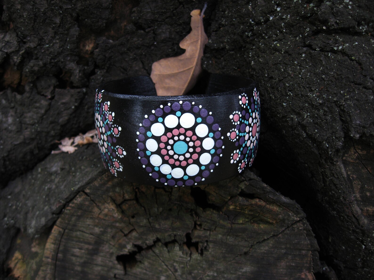Wooden Bracelet Mandala Bangle Bohemian Jewelry Bracelets Etsy