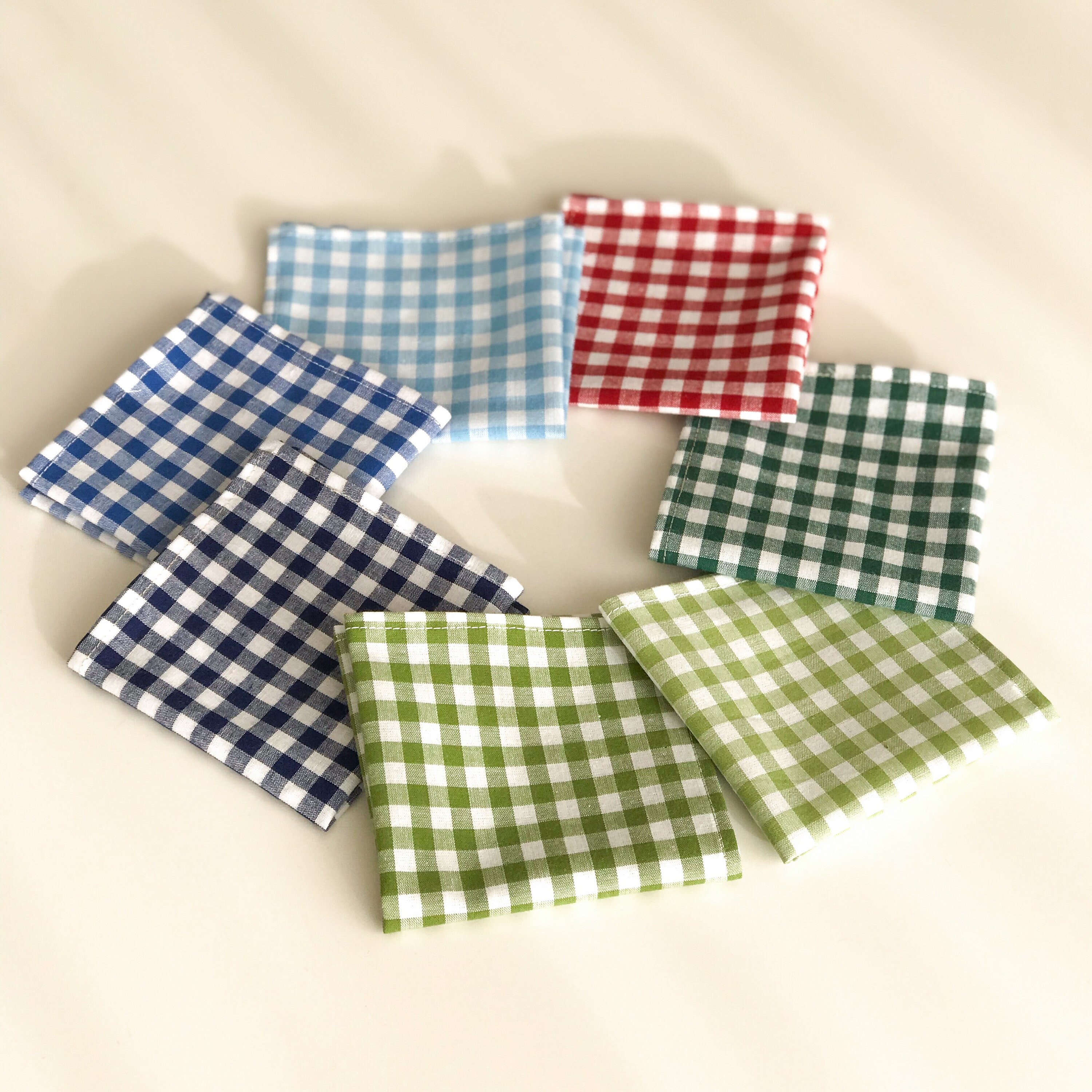 Gingham Handkerchiefs in cotton fabric Gingham Cloth Napkin Etsy