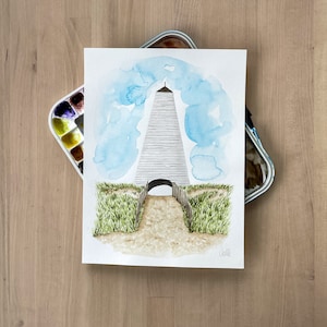 Seaside Florida Pavilion ORIGINAL Watercolor Painting, Scenic 30A Art, Beach Wall Decor