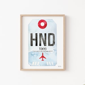 Tokyo Print, Haneda Airport Code Art, Luggage Tag Art, Travel Poster, Travel Wall Decor