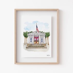 Seaside Florida Post Office Watercolor Art Print: 30A Beach Decor