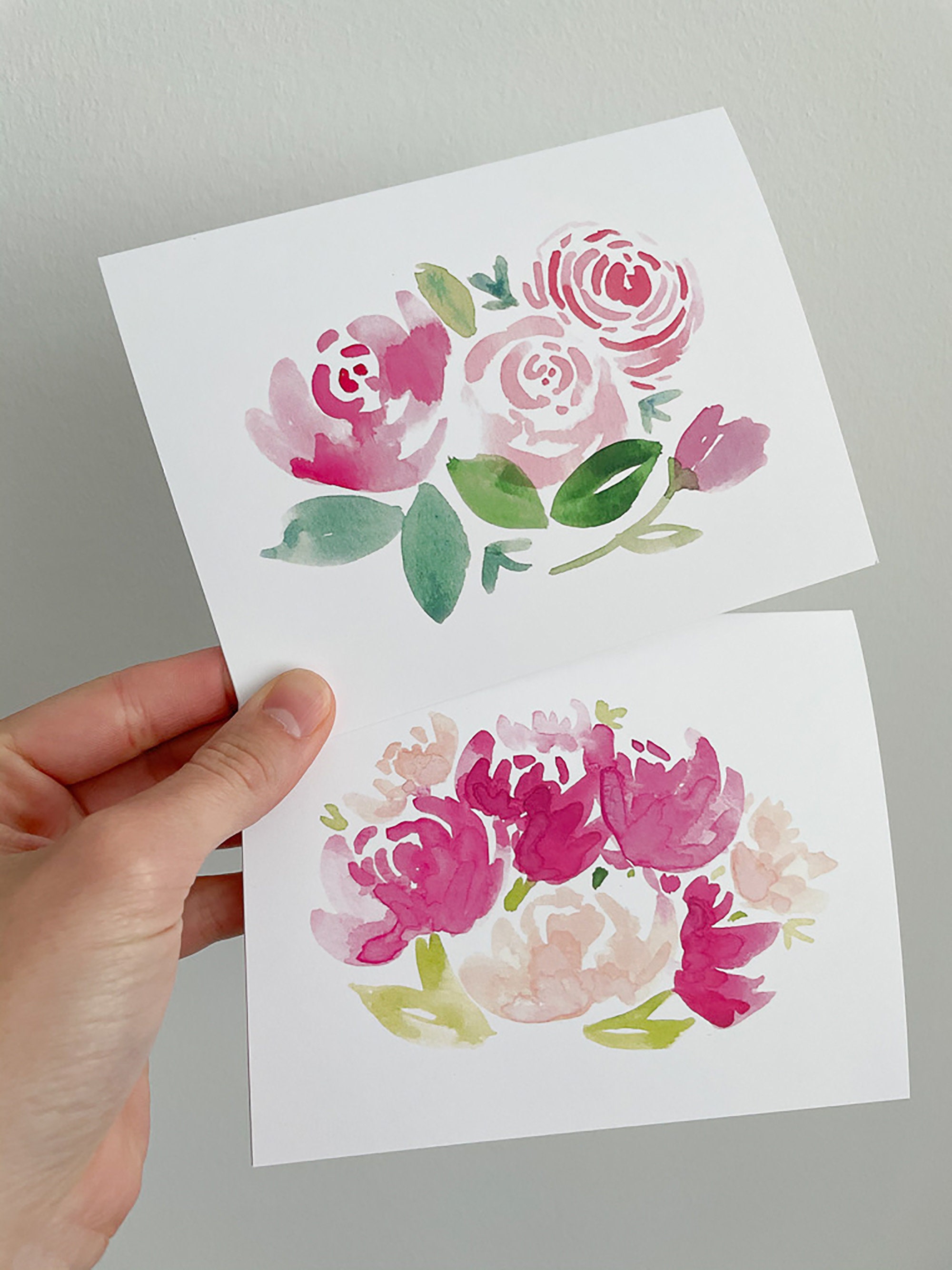 Pink Flower Greeting Cards Pack of 10 Blank Inside Flower Etsy