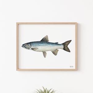 Lake Trout Print, Fish Painting Wall Decor, Fly Fishing Art, Cabin Wall Art