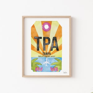 Tampa Print, TPA Airport Code Art, Luggage Tag Art, Travel Poster
