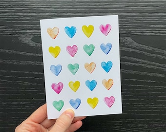 Watercolor Hearts Card: Valentine's Day or Mother's Day