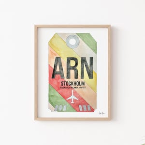 Stockholm Print, ARN Airport Code Art, Luggage Tag Art, Travel Poster