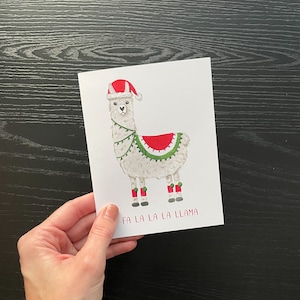 Funny Christmas Llama Card: Watercolor Holiday Card